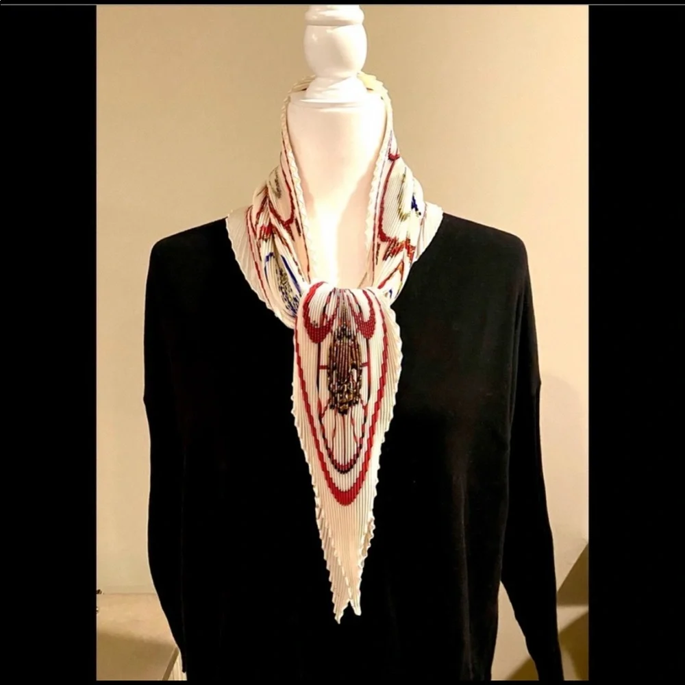 Hermes Silk Scarf - White, Red, Blue, Gold